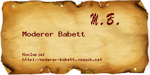 Moderer Babett névjegykártya